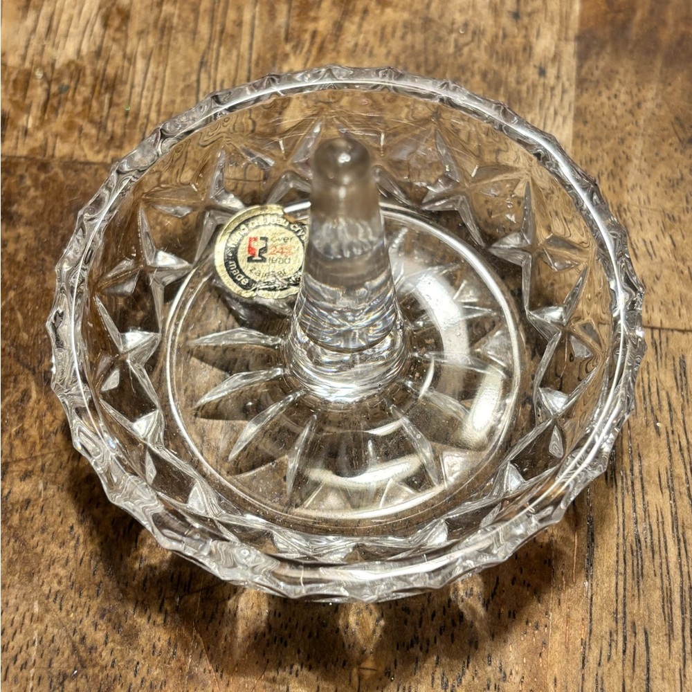 Vintage Hand Cut Lead Crystal Ring Holder Glass Ring Dish